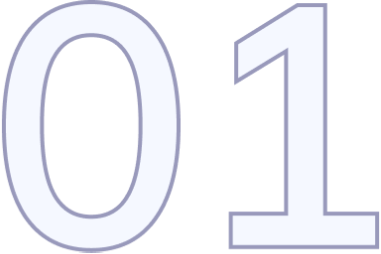 Number zero one on black background.